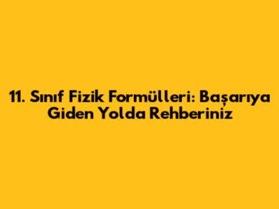 11. Sınıf Fizik Formülleri: Başarıya Giden Yolda Rehberiniz