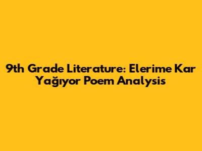 9th Grade Literature: 'Elerime Kar Yağıyor' Poem Analysis