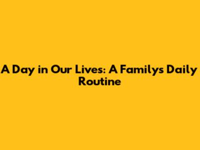 A Day in Our Lives: A Family's Daily Routine