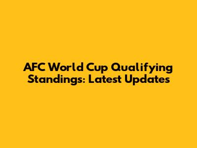 AFC World Cup Qualifying Standings: Latest Updates