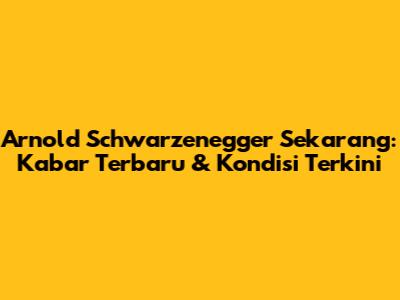 Arnold Schwarzenegger Sekarang: Kabar Terbaru & Kondisi Terkini
