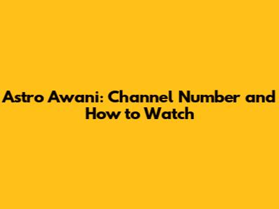 Astro Awani: Channel Number and How to Watch