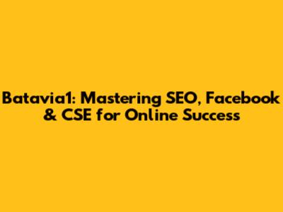Batavia1: Mastering SEO, Facebook & CSE for Online Success