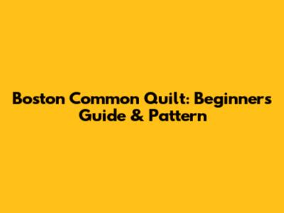 Boston Common Quilt: Beginner's Guide & Pattern