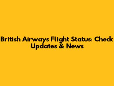 British Airways Flight Status: Check Updates & News