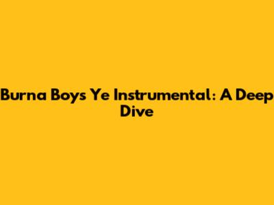 Burna Boy's 'Ye' Instrumental: A Deep Dive