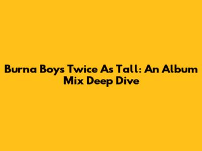 Burna Boy's Twice As Tall: An Album Mix Deep Dive