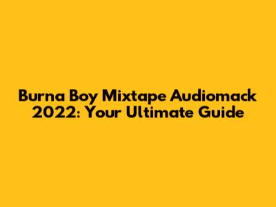 Burna Boy Mixtape Audiomack 2022: Your Ultimate Guide