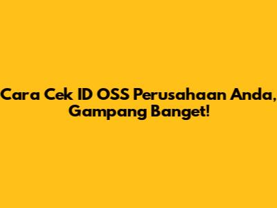 Cara Cek ID OSS Perusahaan Anda, Gampang Banget!