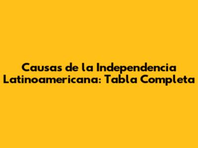 Causas de la Independencia Latinoamericana: Tabla Completa