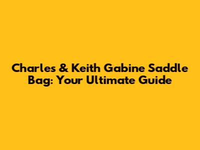 Charles & Keith Gabine Saddle Bag: Your Ultimate Guide