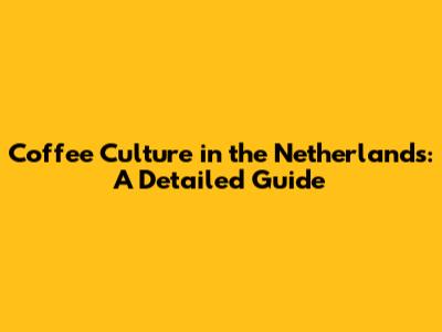 Coffee Culture in the Netherlands: A Detailed Guide