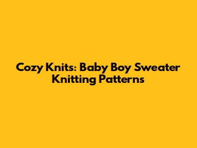 Cozy Knits: Baby Boy Sweater Knitting Patterns