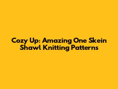 Cozy Up: Amazing One Skein Shawl Knitting Patterns
