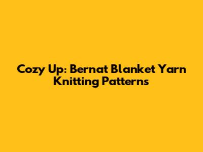 Cozy Up: Bernat Blanket Yarn Knitting Patterns