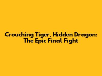 Crouching Tiger, Hidden Dragon: The Epic Final Fight