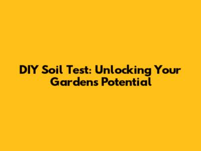 DIY Soil Test: Unlocking Your Garden's Potential