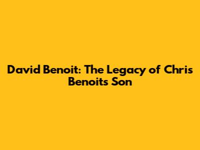 David Benoit: The Legacy of Chris Benoit's Son