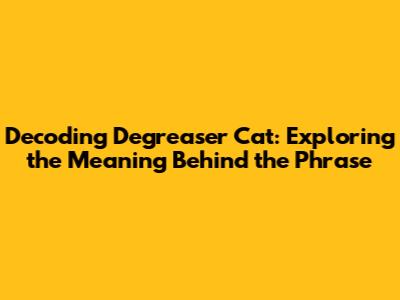 Decoding 'Degreaser Cat': Exploring the Meaning Behind the Phrase