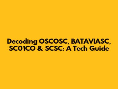 Decoding OSCOSC, BATAVIASC, SC01CO & SCSC: A Tech Guide
