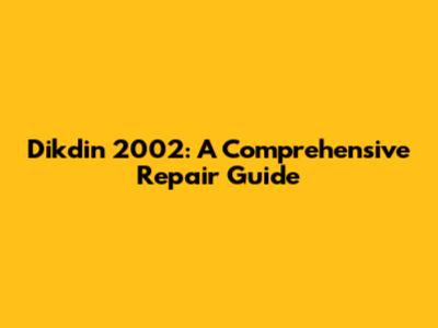 Dikdin 2002: A Comprehensive Repair Guide
