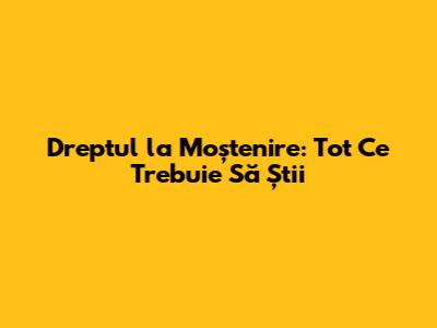 Dreptul la Moștenire: Tot Ce Trebuie Să Știi