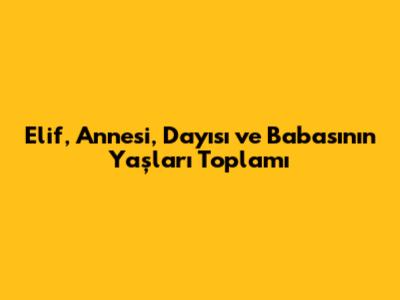 Elif, Annesi, Dayısı ve Babasının Yaşları Toplamı