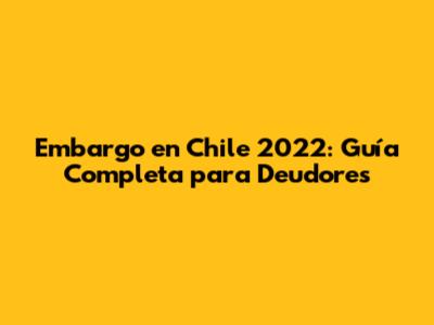 Embargo en Chile 2022: Guía Completa para Deudores