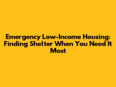 Emergency Low-Income Housing: Finding Shelter When You Need It Most