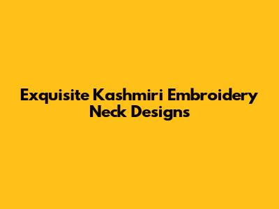 Exquisite Kashmiri Embroidery Neck Designs