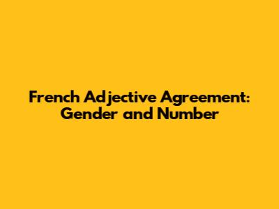 French Adjective Agreement: Gender and Number