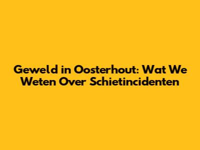 Geweld in Oosterhout: Wat We Weten Over Schietincidenten