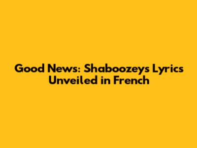 Good News: Shaboozey's Lyrics Unveiled in French