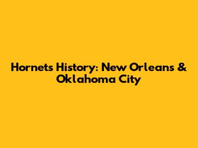 Hornets History: New Orleans & Oklahoma City