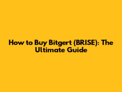 How to Buy Bitgert (BRISE): The Ultimate Guide
