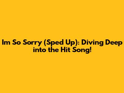 I'm So Sorry (Sped Up): Diving Deep into the Hit Song!