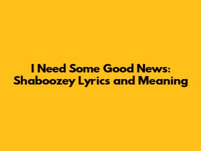 I Need Some Good News: Shaboozey Lyrics and Meaning