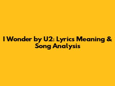 I Wonder by U2: Lyrics Meaning & Song Analysis