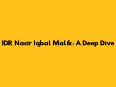 IDR Nasir Iqbal Malik: A Deep Dive