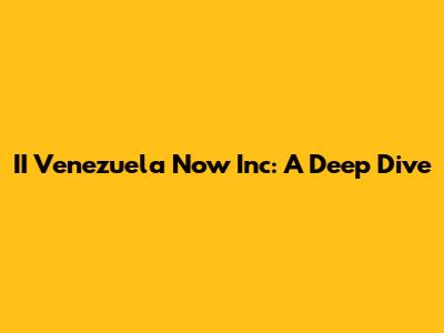 II Venezuela Now Inc: A Deep Dive