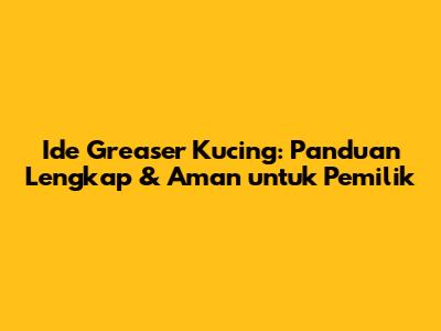 Ide Greaser Kucing: Panduan Lengkap & Aman untuk Pemilik