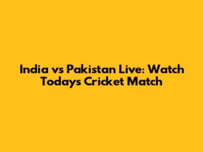 India vs Pakistan Live: Watch Today's Cricket Match
