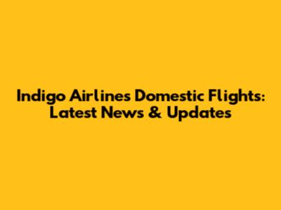 Indigo Airlines Domestic Flights: Latest News & Updates