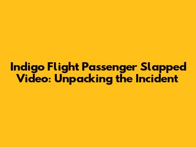 Indigo Flight Passenger Slapped Video: Unpacking the Incident