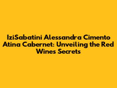 IziSabatini Alessandra Cimento Atina Cabernet: Unveiling the Red Wine's Secrets