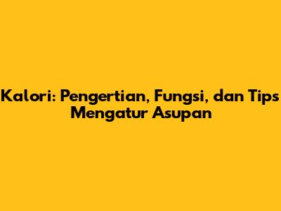 Kalori: Pengertian, Fungsi, dan Tips Mengatur Asupan
