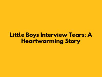 Little Boy's Interview Tears: A Heartwarming Story