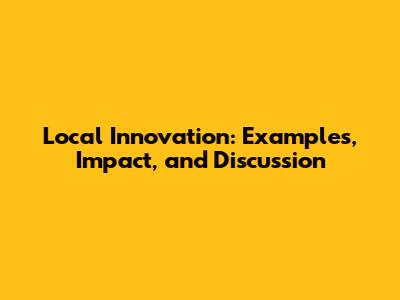 Local Innovation: Examples, Impact, and Discussion