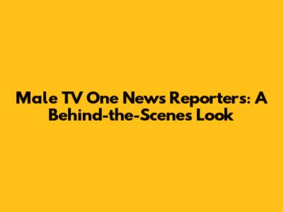 Male TV One News Reporters: A Behind-the-Scenes Look