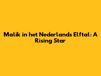 Malik in het Nederlands Elftal: A Rising Star